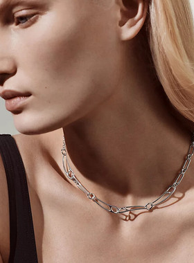 Chaine d'ancre Punk别针项链纯银镀金不掉色链条项圈精工高版本