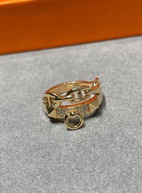 V金镀金皮带扣戒指高级感女生超闪轻奢18K质感气质小红书热卖