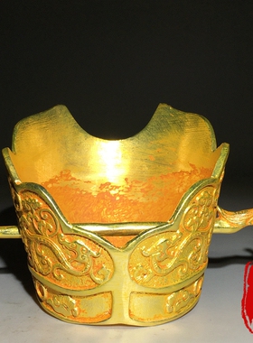 珍藏纯铜鎏金浮雕双龙帝王发冠发髻古代宫廷老物件摆件古玩收藏