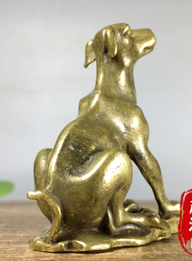 十二生肖旺财狗摆件小铜器家居办公桌面装饰品茶台茶宠古玩手把件