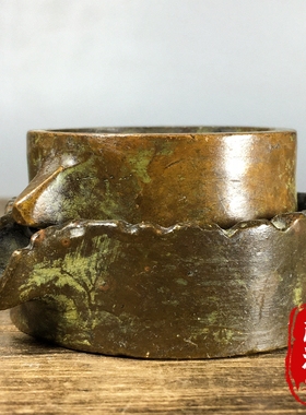 仿古老物件纯铜时来运转磨盘摆件倒流香插室内茶道桌面装饰品招财