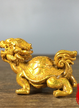 纯铜鎏金实心龙龟摆件镇宅纳福招财八卦龙龟风水摆件家居装饰品