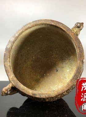 农村收来的老铜香炉纯铜双凤熏香炉大明宣德年制老物件家居摆件
