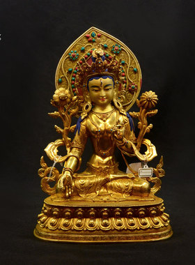 白度母文殊菩萨雕花尼泊尔手工