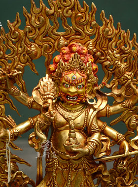 六臂玛哈嘎拉尼泊尔鎏金护法像