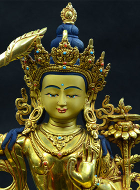 上行道摆件中式客厅手工文殊菩萨