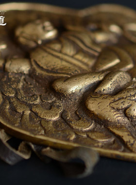 上行道忿怒莲师吊坠佛牌尼泊尔手工纯黄铜藏传藏式挂坠