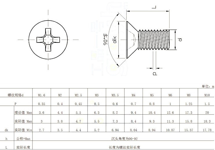 GB819十字沉头机牙螺丝M12*20*50*55*100平头螺钉304不锈钢沉机-图1