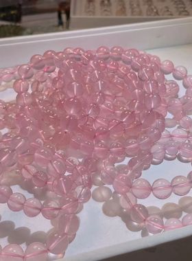 蜜桃粉莫粉手串莫桑比克星光粉晶手串芙蓉石六芒星天然粉水晶