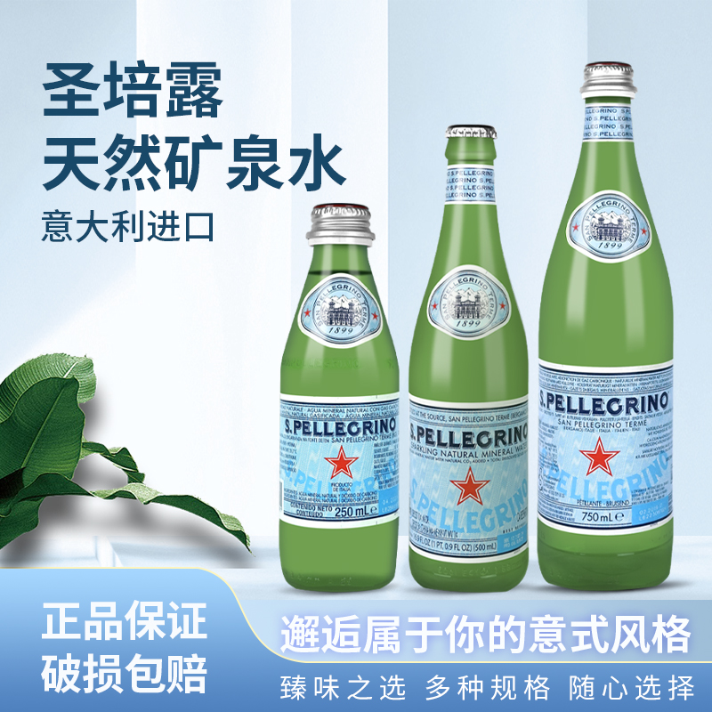 S.pellegrino气泡水500ml*24意大利进口碱性苏打水充气天然矿泉水-图0