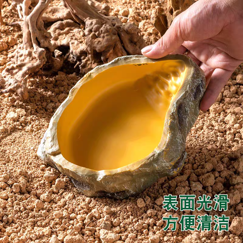 爬宠树脂造景爬宠喂食盆守宫蜥蜴角蛙 食盘水龟寄居蟹泡澡盆 - 图3