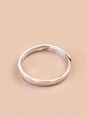 小众设计高级感s925纯银平安喜乐素圈戒指女士个性单身尾戒小指环