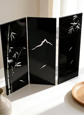 桌面亚克力新中式屏风装饰摆件