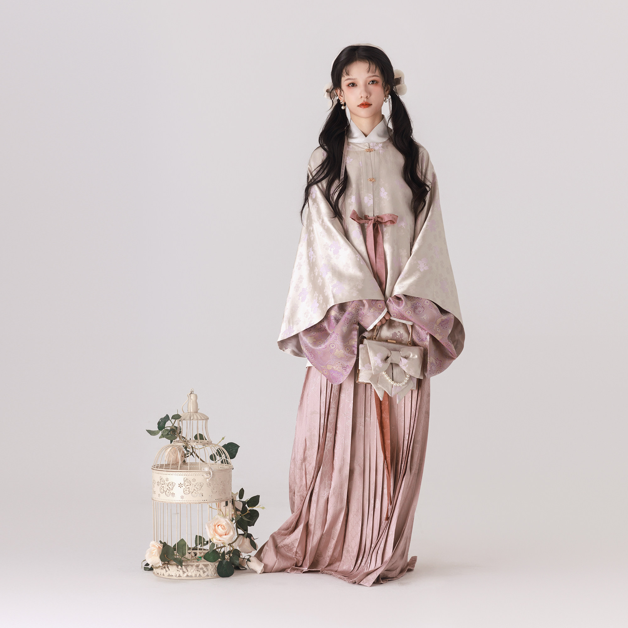 【上遥居】桃夭 明原创汉服女粉色少女系秋冬圆领对襟披袄比甲,淘宝优惠券,粉丝福利购,淘宝优惠卷