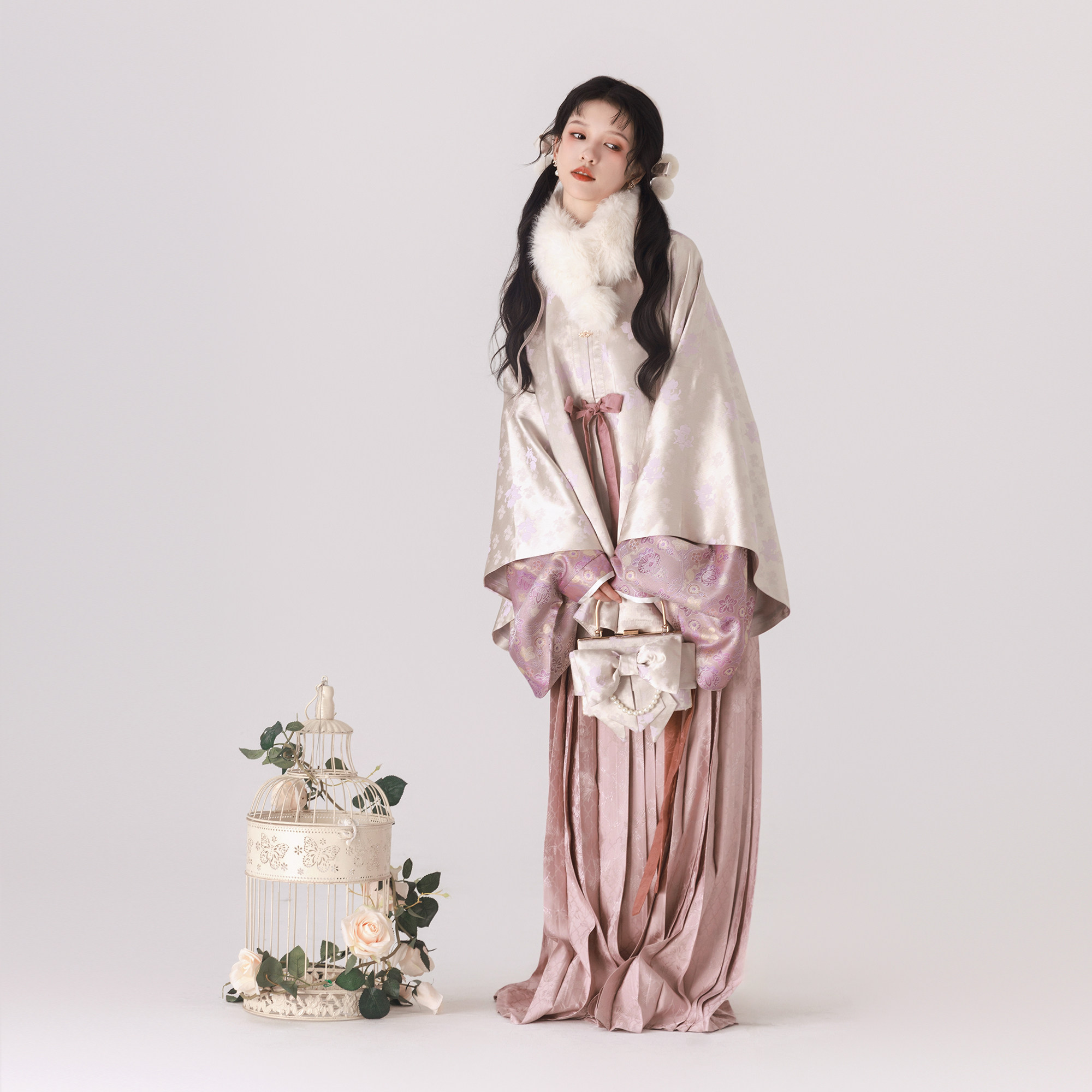 【上遥居】桃夭 明原创汉服女粉色少女系秋冬圆领对襟披袄比甲,淘宝优惠券,粉丝福利购,淘宝优惠卷