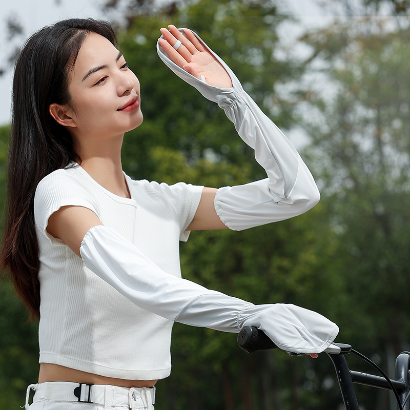 冰丝袖套防晒女夏季防紫外线手袖护臂开车骑行宽松透气盖手面清凉 - 图0