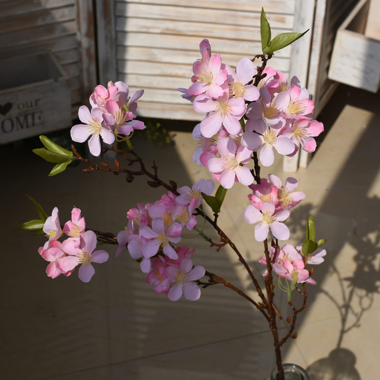 仿真梨花海棠桃花枝苹果花枝假花绢花中式插花家居客厅装饰花摆件-图0