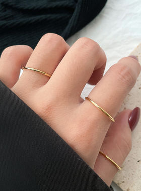 钛钢不掉色素圈细戒指