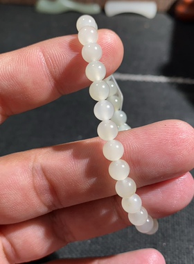 捡漏价新疆和田玉且末山流水白玉6mm圆珠转运珠手串