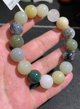 捡漏价新疆和田玉籽料多宝手串16颗14mm纯手工圆珠