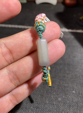 捡漏价新疆和田玉山料青花古韵老光随型路路通转运珠手绳