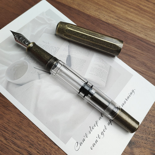 MOONMAN末匠T1手工树脂活塞吸墨大容量明尖铝合金杆铱金钢笔 - 图3