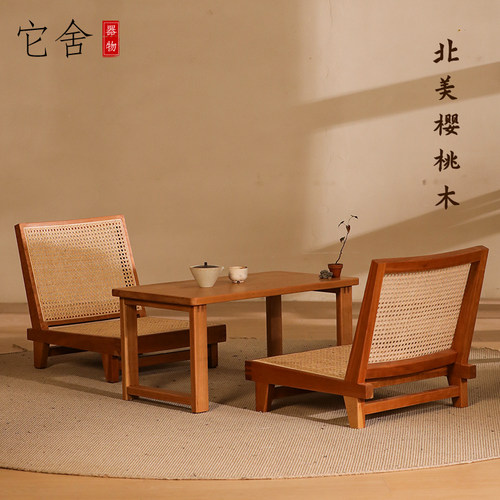 实木飘窗桌榻榻米桌日式几桌原木侘寂风矮茶桌家用阳台阁楼小茶几 - 图0