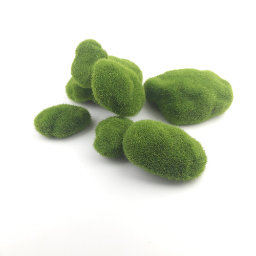 DIY手工沙盘模型微景观装饰苔藓石头植绒石头仿真假石头苔藓草坪 - 图0