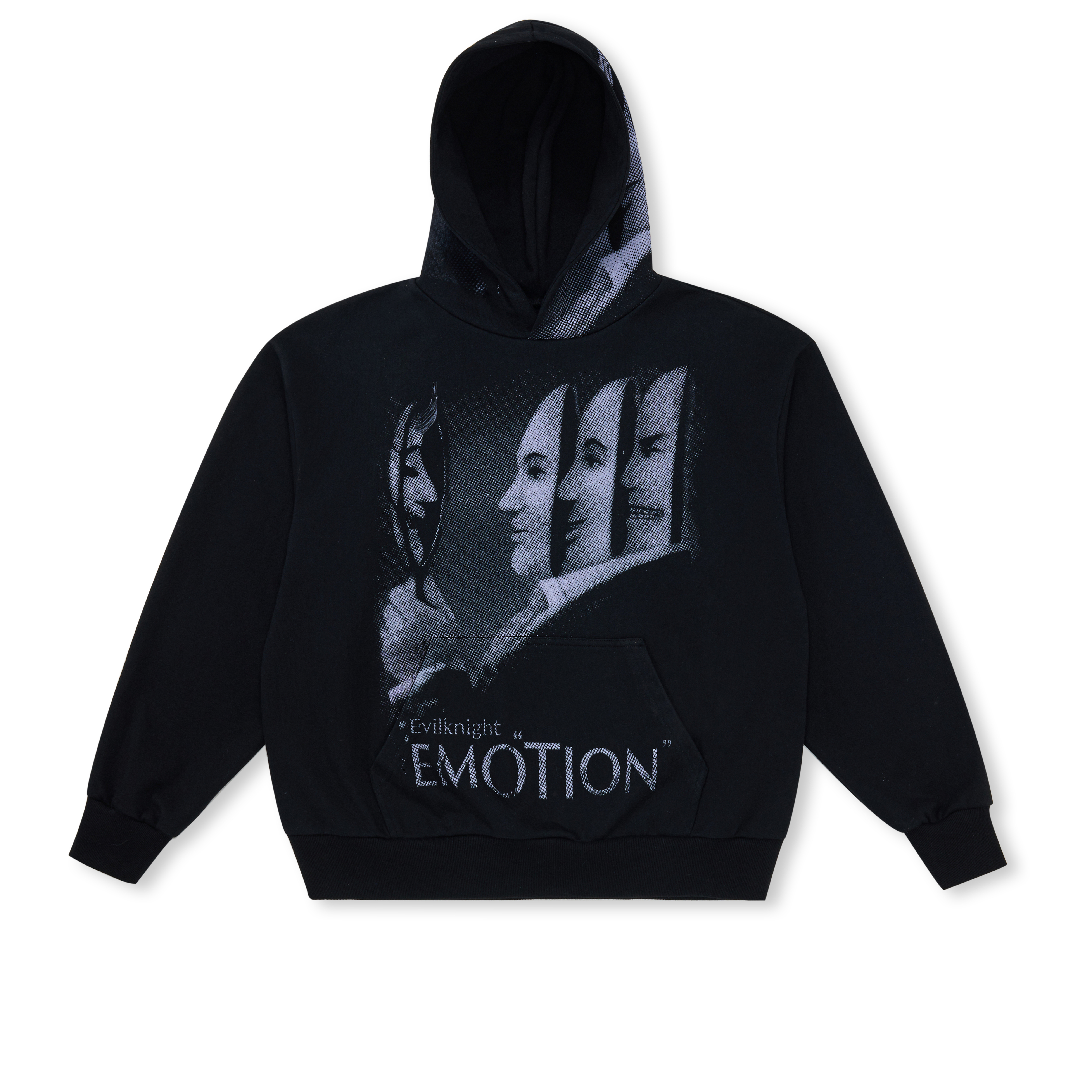 EK 镜子中的两面性印花男女同款2025秋季新款帽衫连帽薄绒卫衣 - 图3