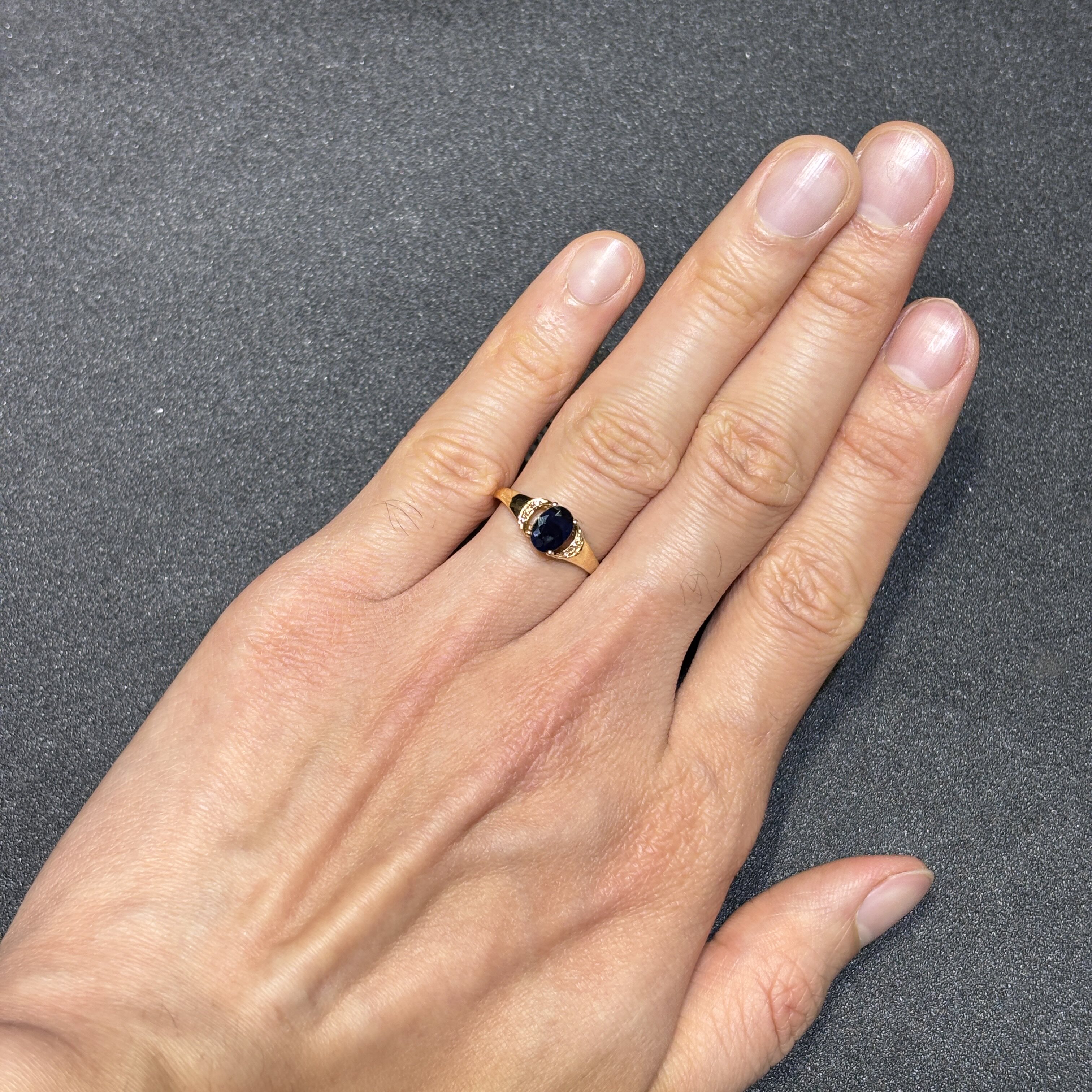 18k gold natural sapphire ring oval 5*7 women's ring