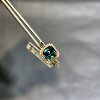 18K non-fired green sapphire ring cushion shape with diamonds