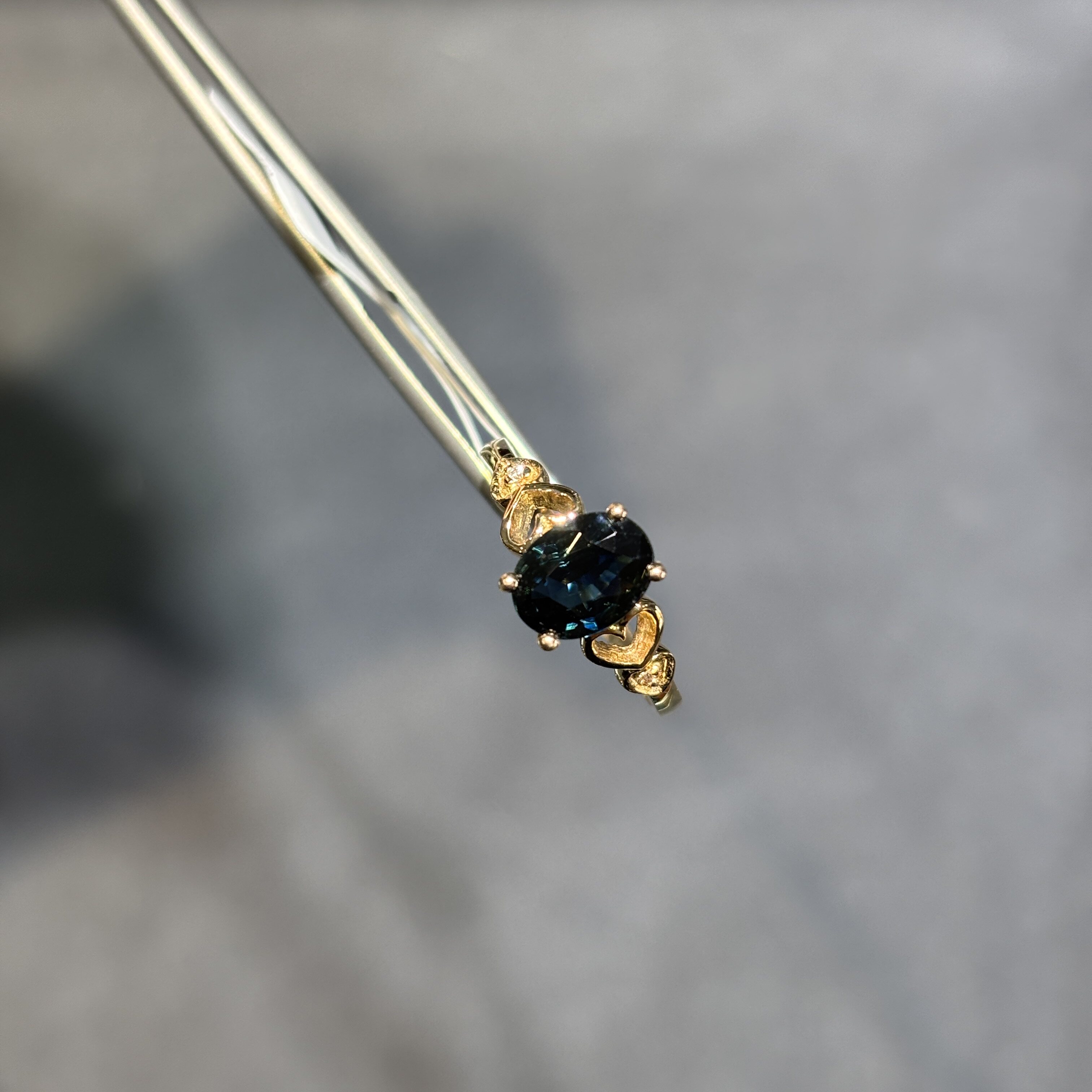 18k gold natural sapphire ring Shandong mining area