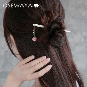 OSEWAYA发簪子女樱花粉色头饰亚克力发插春古风汉服配饰流苏步摇