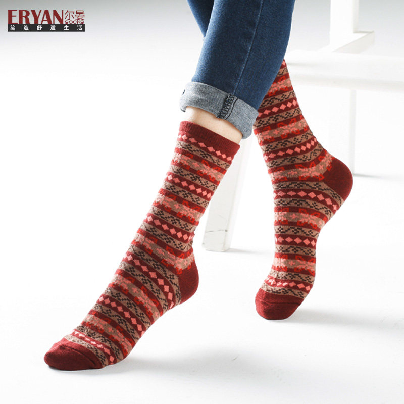 尔晏春秋洋气咖色巧克力提花中筒袜 尔晏短袜/打底袜/丝袜/美腿袜