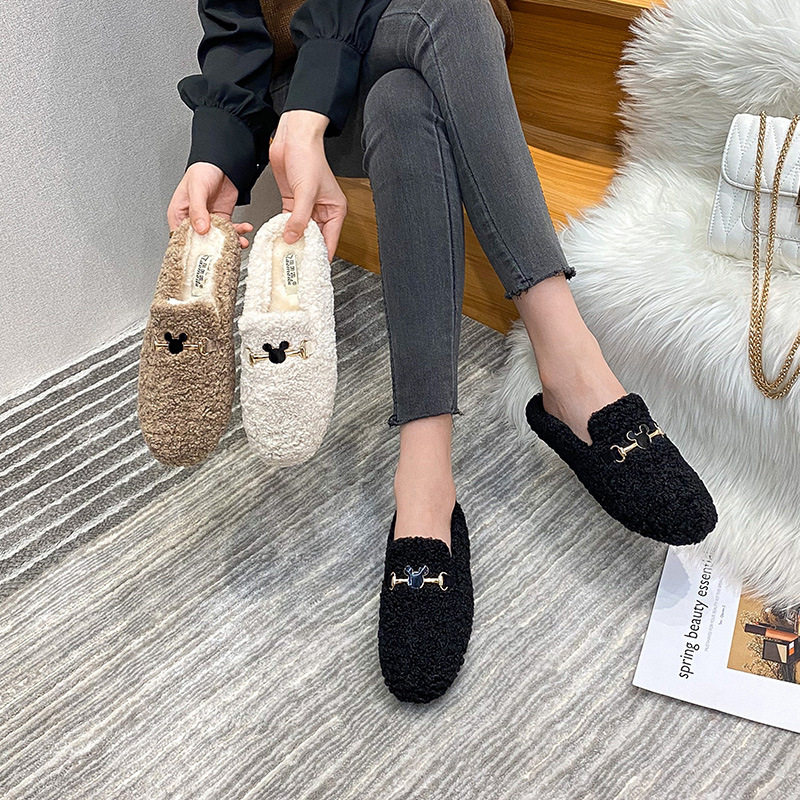 毛拖鞋女外穿2024新款秋季平底仙女鞋羊羔毛大码包头半拖温暖包头,淘宝优惠券,粉丝福利购,淘宝优惠卷