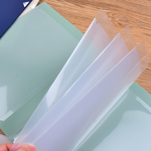 horn号角L型透明文件夹A4实色磨砂PP资料整理插页袋文件试卷收纳袋4入6入8入高清透明文件夹子办公学习通用款 - 图0