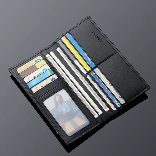 Мужской длинный бумажник, кожаный ультратонкий картхолдер, кошелек, коллекция 2022, из натуральной кожи