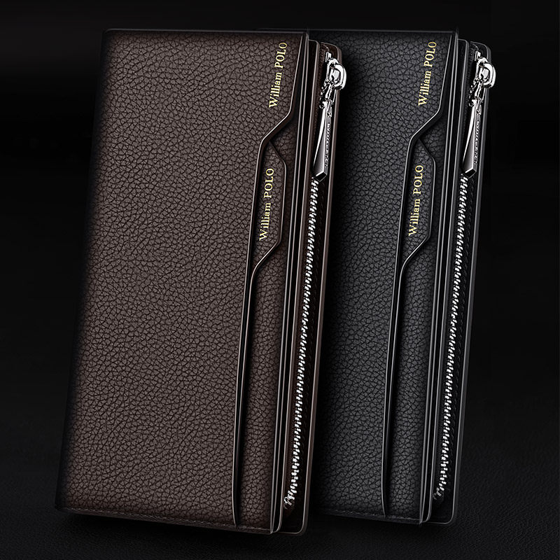 英皇保罗长款男士真皮多卡位20钱包 williampolo钱包