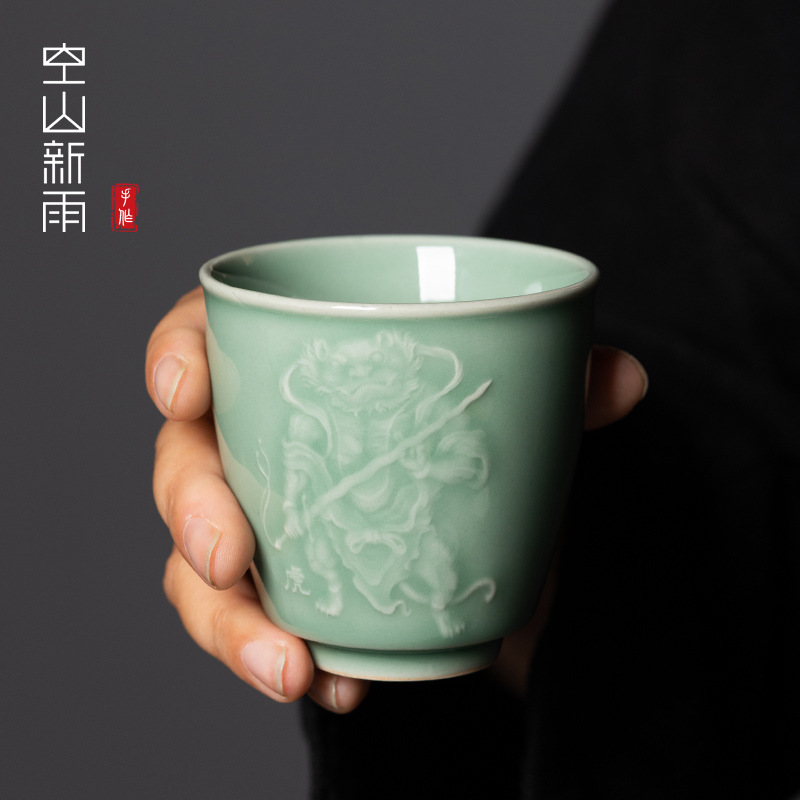 空山新雨龙泉青瓷创意十二生肖主人杯茶杯陶瓷功夫茶具品茗杯-图1