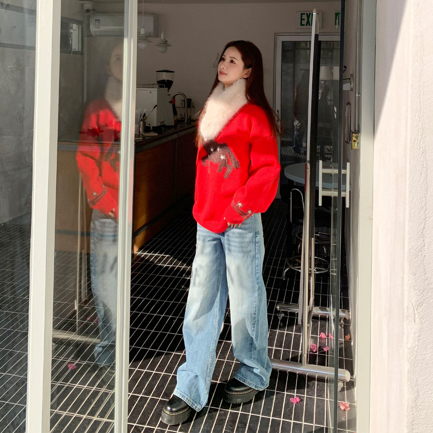 橘子树在哪儿蓝色复古阔腿牛仔裤女冬季水洗宽松休闲直筒拖地裤子,淘宝优惠券,粉丝福利购,淘宝优惠卷