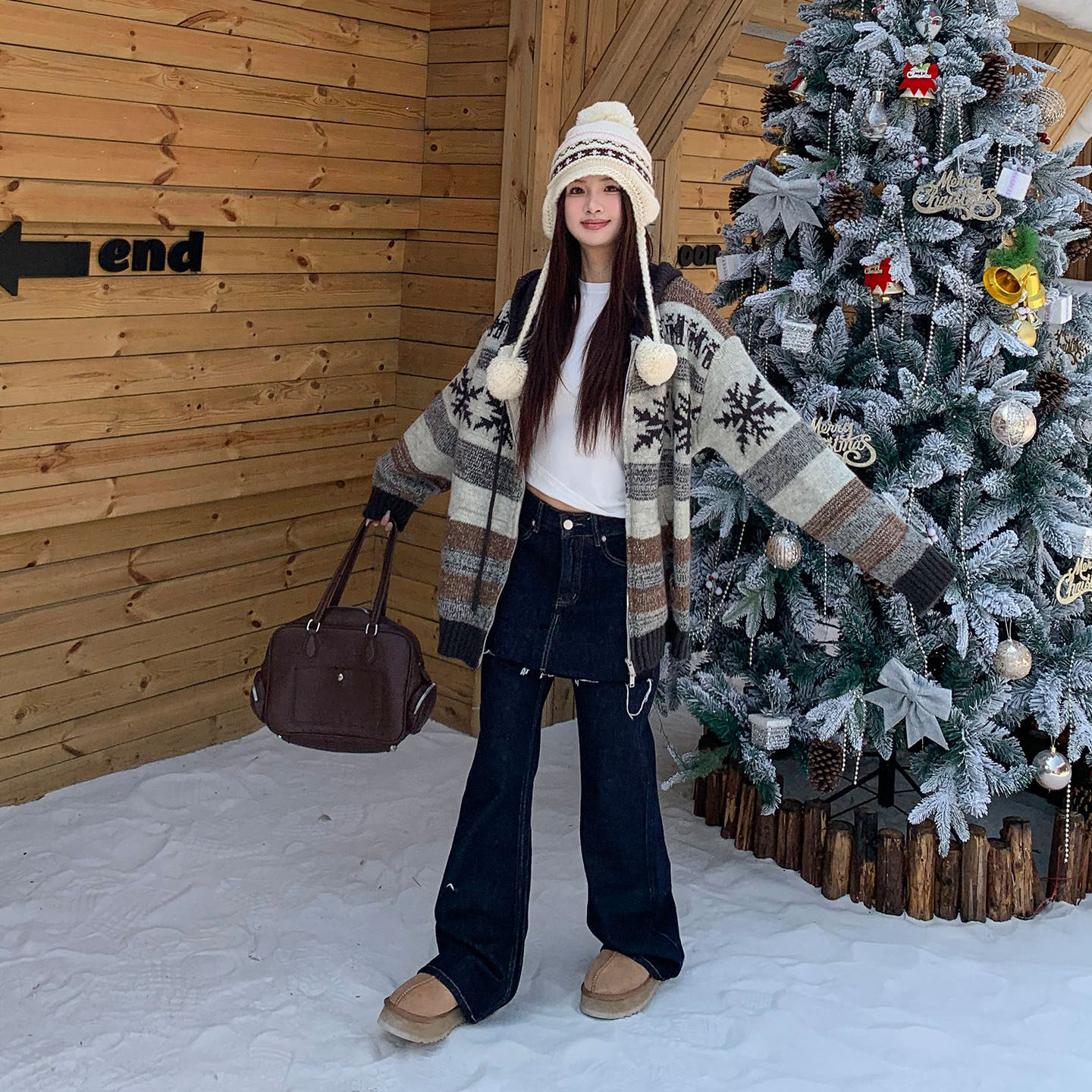 橘子树在哪儿美式假两件牛仔裤女冬季设计感直筒休闲显瘦拖地裤子,淘宝优惠券,粉丝福利购,淘宝优惠卷