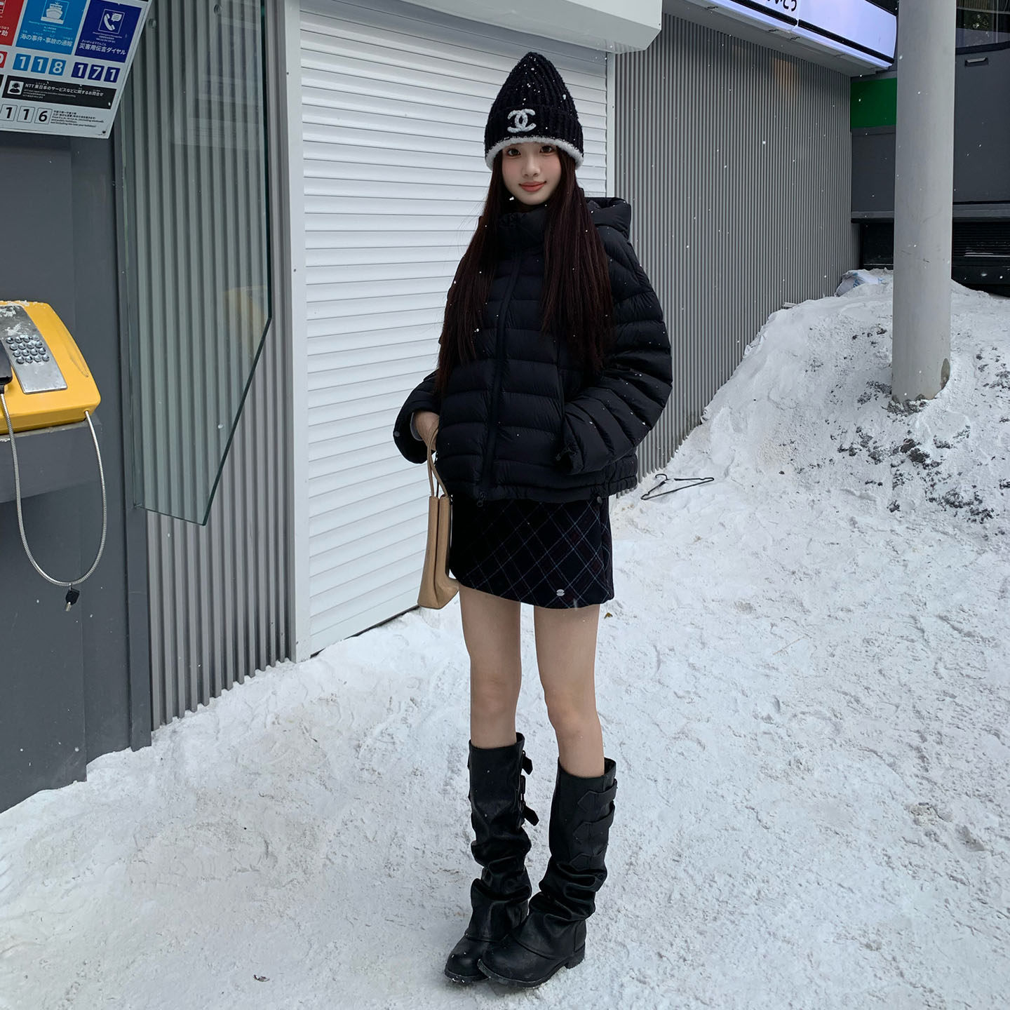 【限时价】橘子树在哪儿韩系格纹毛呢半身裙女冬季包臀百搭a字裙,淘宝优惠券,粉丝福利购,淘宝优惠卷