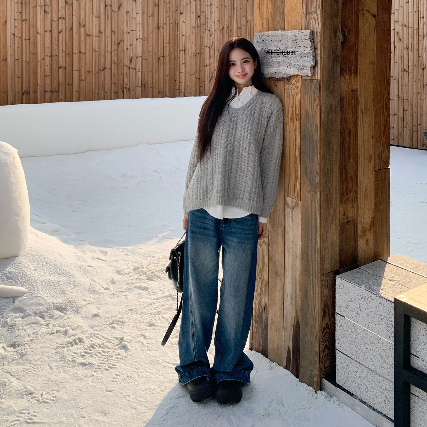 【限时价】橘子树在哪儿复古蓝色牛仔裤女秋设计感遮肉拖地弯刀裤,淘宝优惠券,粉丝福利购,淘宝优惠卷