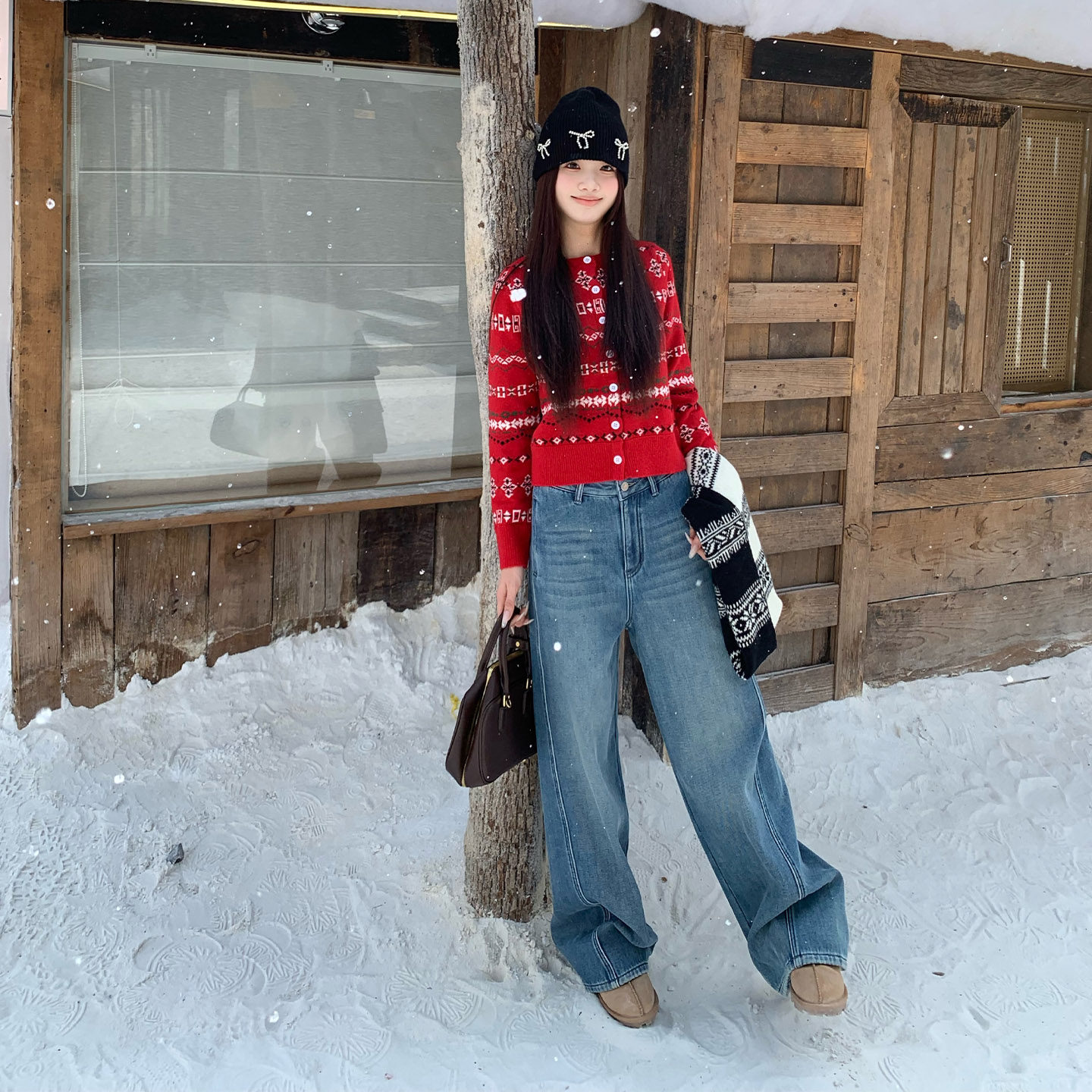 橘子树在哪儿美式复古蓝色加绒牛仔裤女冬季保暖宽松显瘦拖地裤子,淘宝优惠券,粉丝福利购,淘宝优惠卷