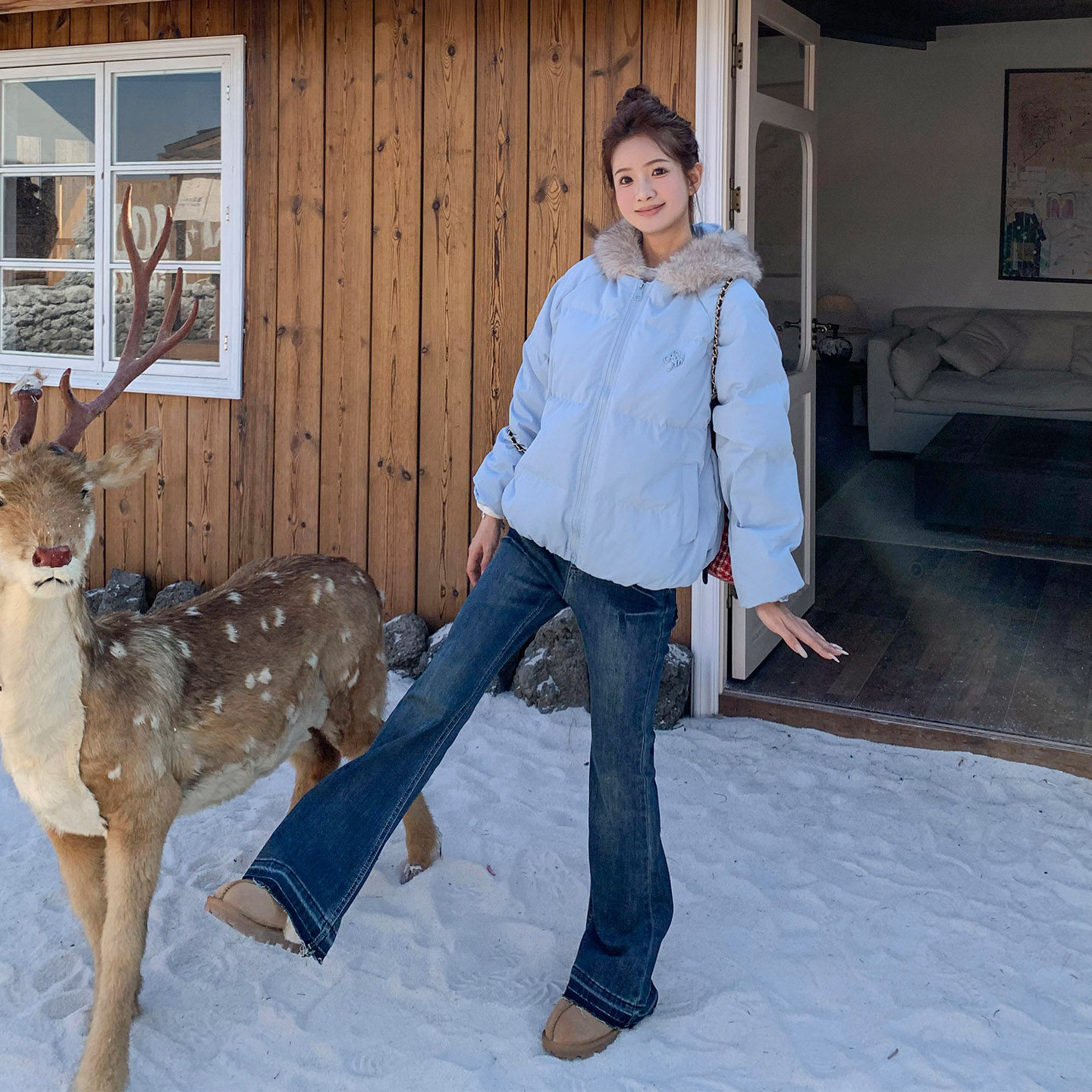 橘子树在哪儿蓝色微喇牛仔裤女冬季低腰弹力喇叭裤修身显瘦马蹄裤,淘宝优惠券,粉丝福利购,淘宝优惠卷