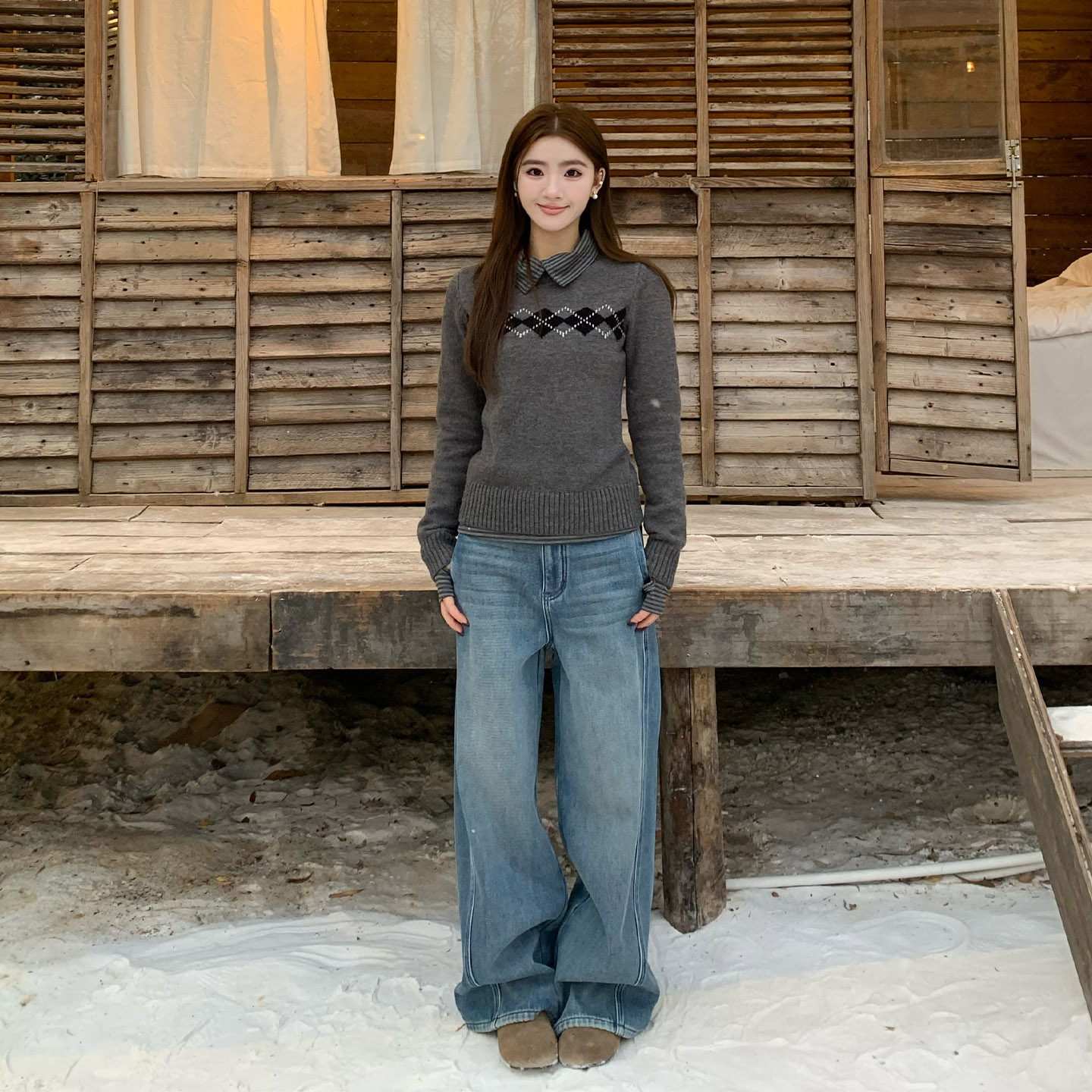 橘子树在哪儿美式复古蓝色加绒牛仔裤女冬季保暖宽松显瘦拖地裤子,淘宝优惠券,粉丝福利购,淘宝优惠卷