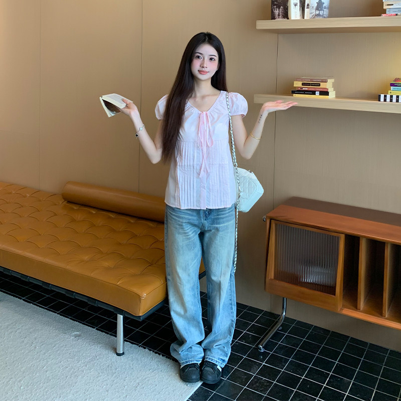 橘子树在哪儿美式复古蓝色牛仔裤女秋季垂感直筒显瘦休闲百搭裤子,淘宝优惠券,粉丝福利购,淘宝优惠卷