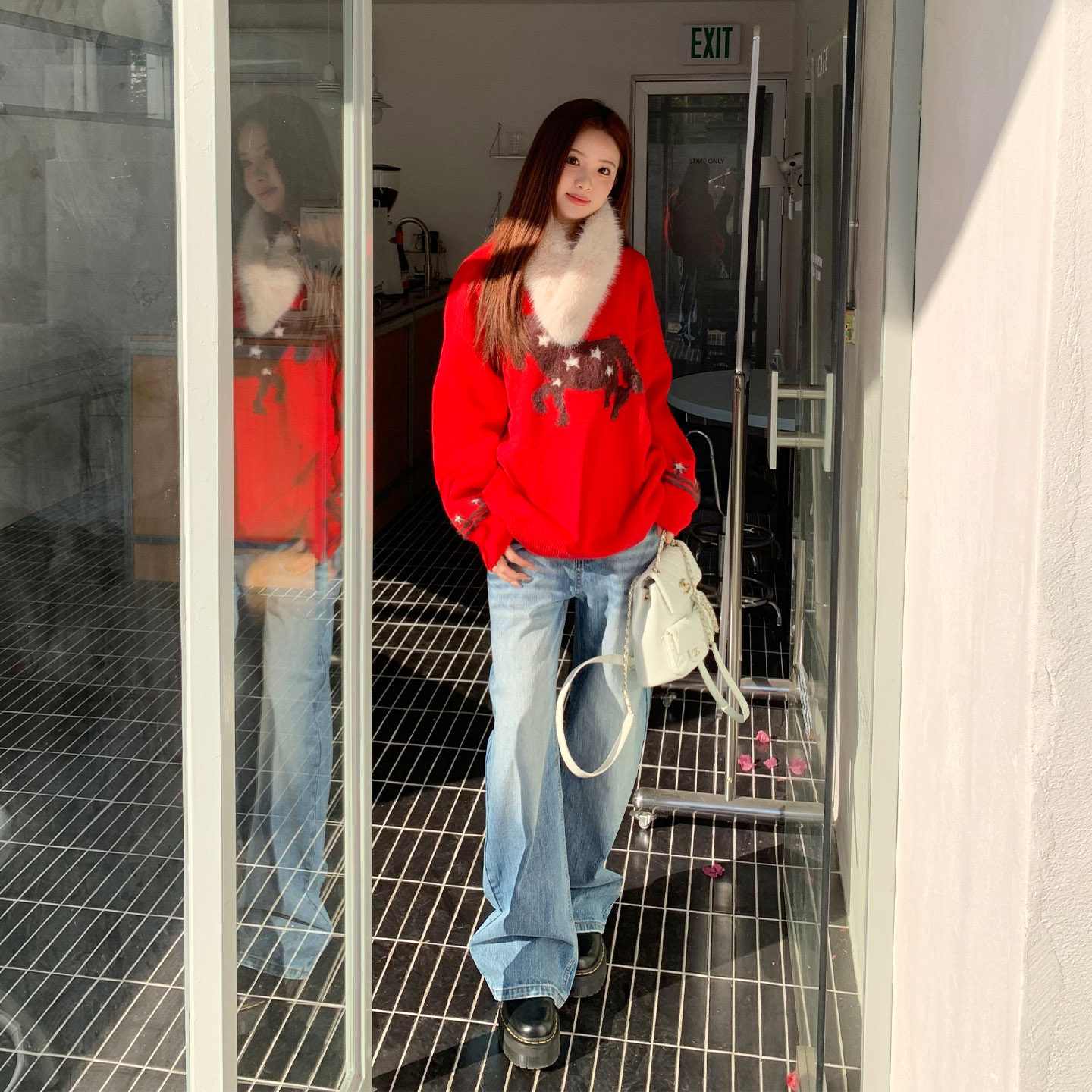 橘子树在哪儿蓝色复古阔腿牛仔裤女冬季水洗宽松休闲直筒拖地裤子,淘宝优惠券,粉丝福利购,淘宝优惠卷