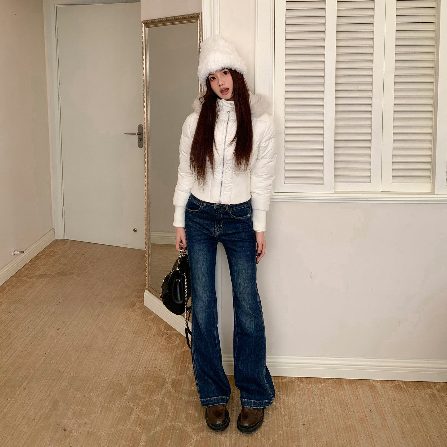 【5折款】橘子树在哪儿复古蓝色水洗微喇牛仔裤秋冬辣妹修身裤子,淘宝优惠券,粉丝福利购,淘宝优惠卷