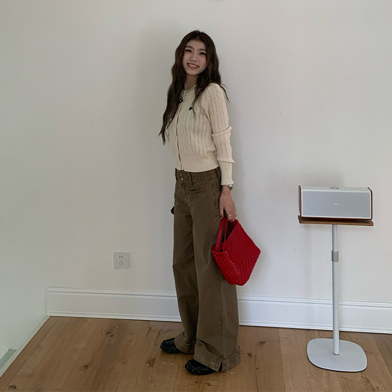 橘子树在哪儿美式复古直筒牛仔裤女秋设计感重磅宽松百搭双扣裤子,淘宝优惠券,粉丝福利购,淘宝优惠卷